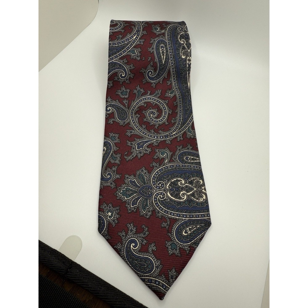 Vintage Ferrell Reed Silk Tie Made in USA Burgundy Paisley Nordstrom 3.75"